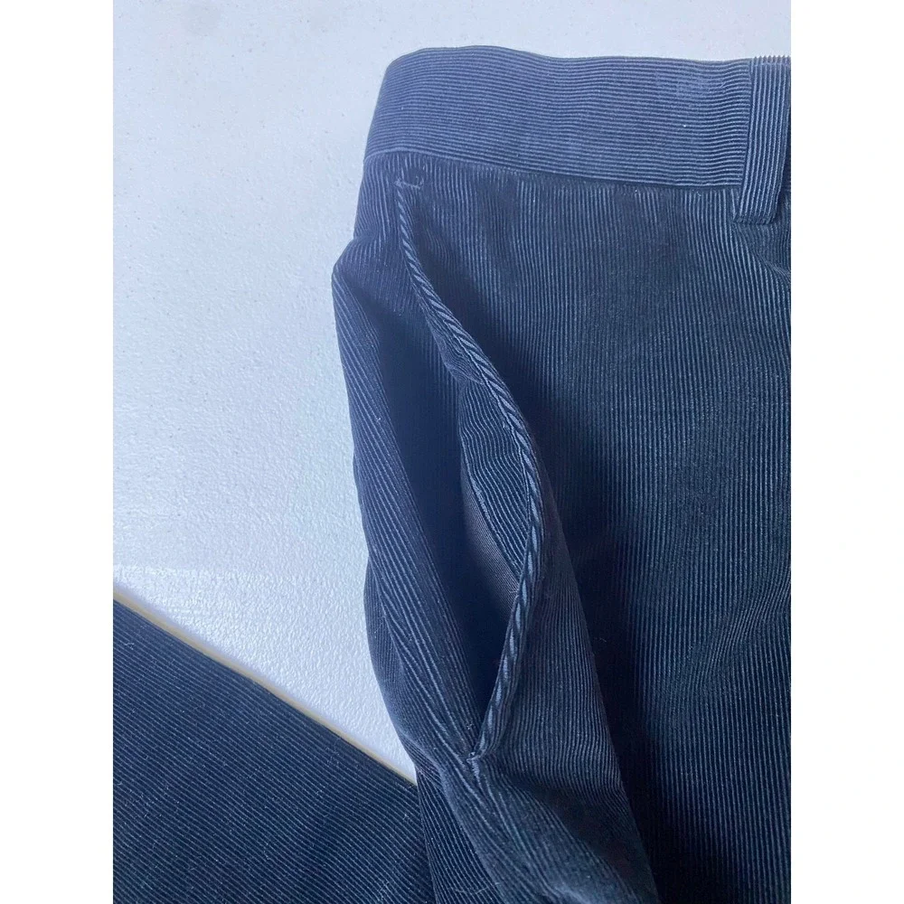 Gucci Men's 50R 34X32 Pinwale Fine Wale Corduroy Pants Flat Front Black
